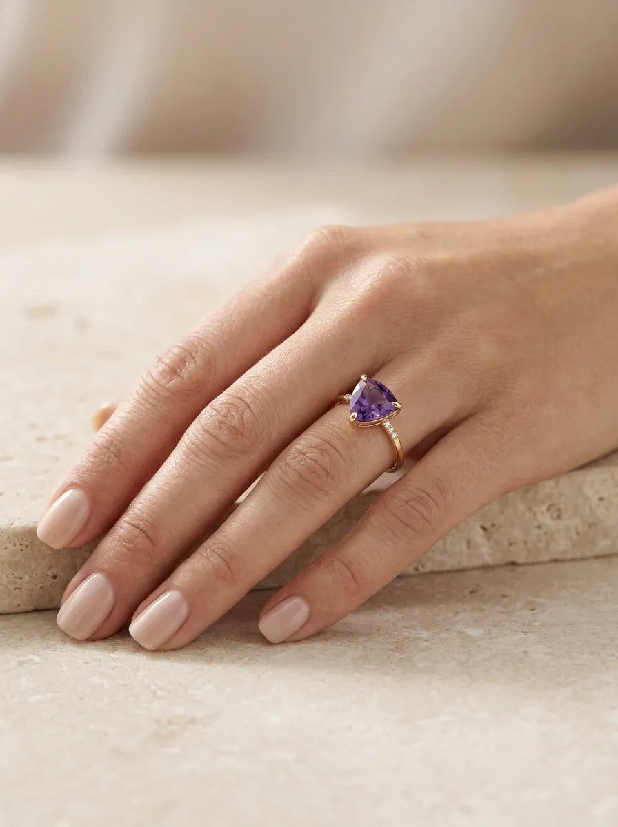 Autorinis žiedas Ametistas 7,54 ct ir deimantai 585 praba