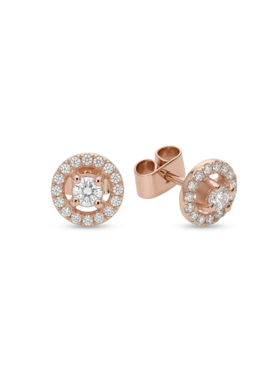 Auksiniai auskarai Halo su deimantais 0,45 ct