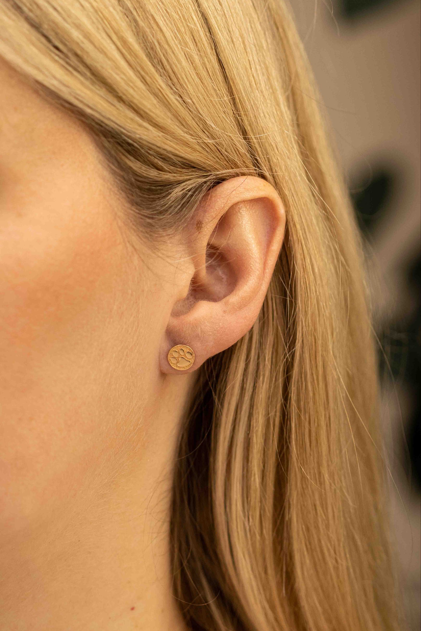 Auksiniai auskarai su šuniuko letenėlėmis 585 (užspaudžiami)