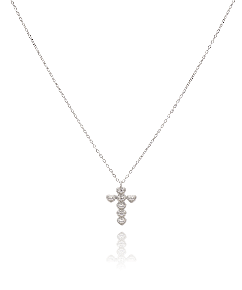 Sidabrinė grandinėlė su smulkiu kryželiu, minimalistinis moteriškas papuošalas