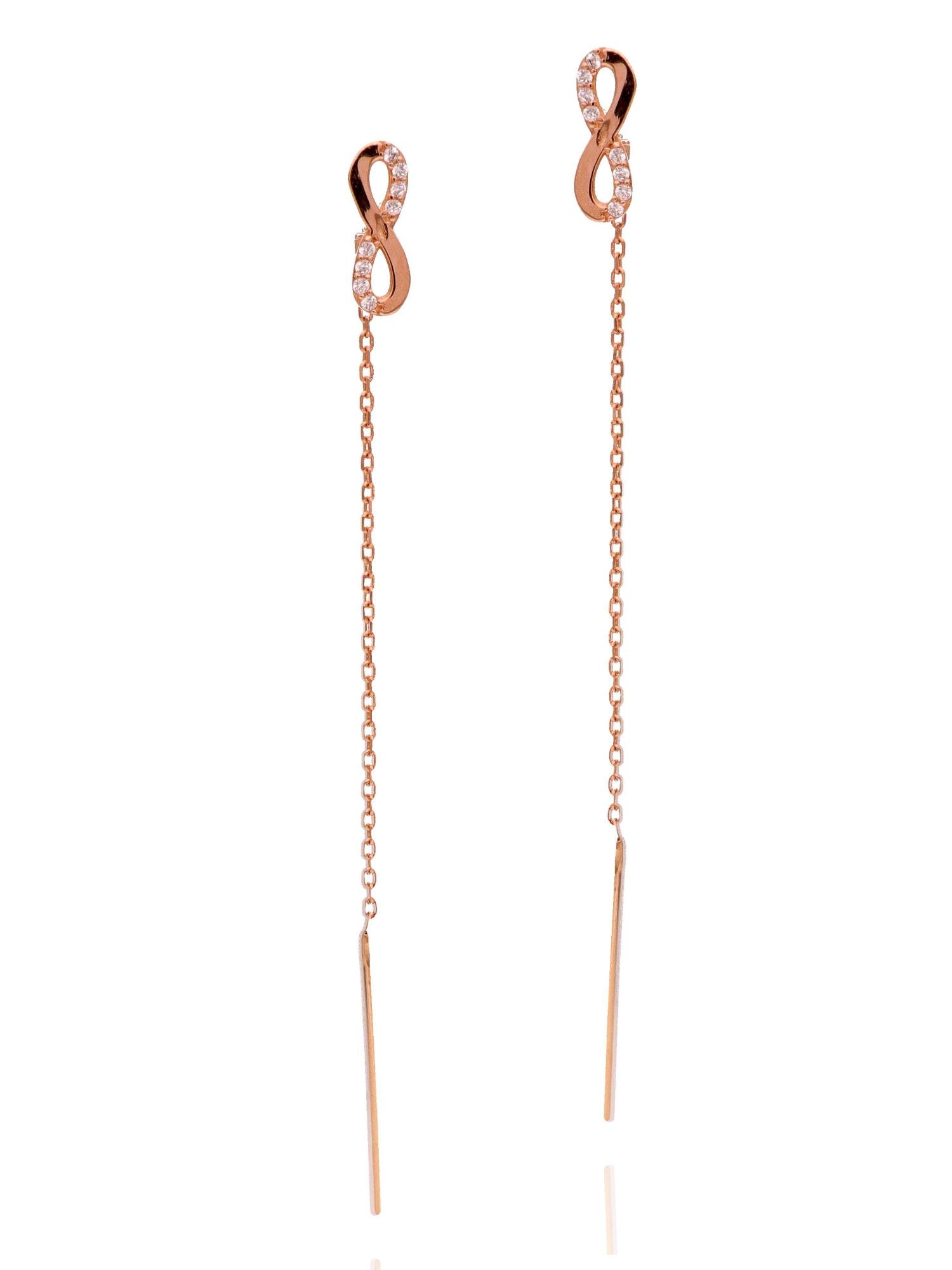 Auksiniai perveriami auskarai grandinėlės stiliaus iš 585 raudono aukso