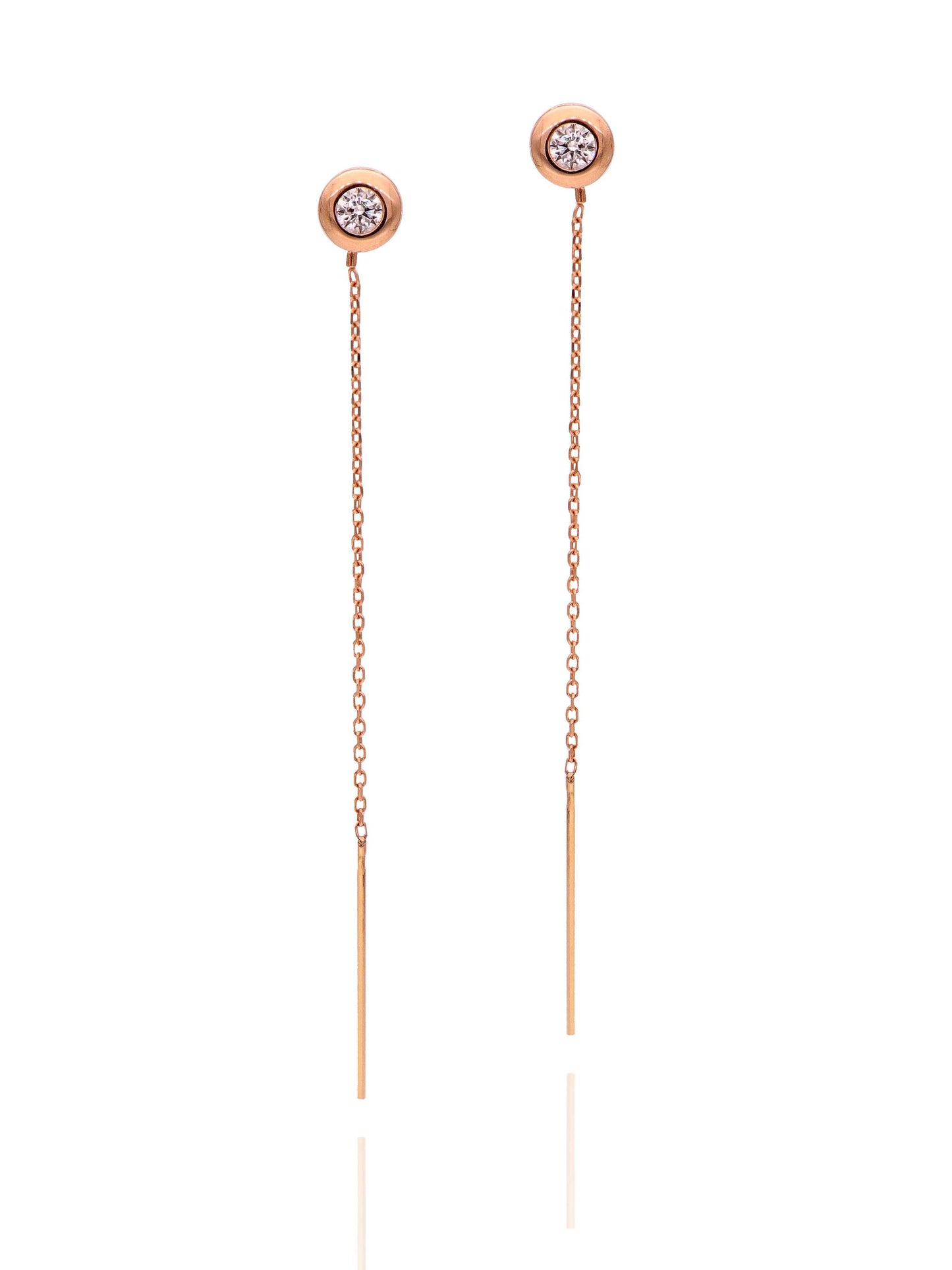 Auksiniai perveriami auskarai su cirkonio akute iš 585 raudono aukso