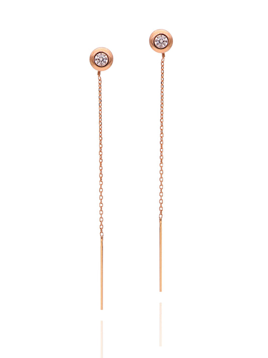 Auksiniai perveriami auskarai su cirkonio akute iš 585 raudono aukso