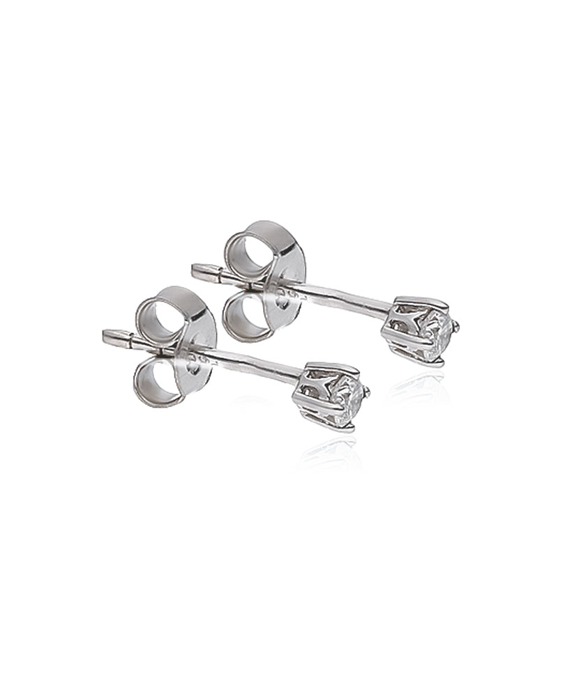 Balto aukso auskarai su deimantais 0,116 ct
