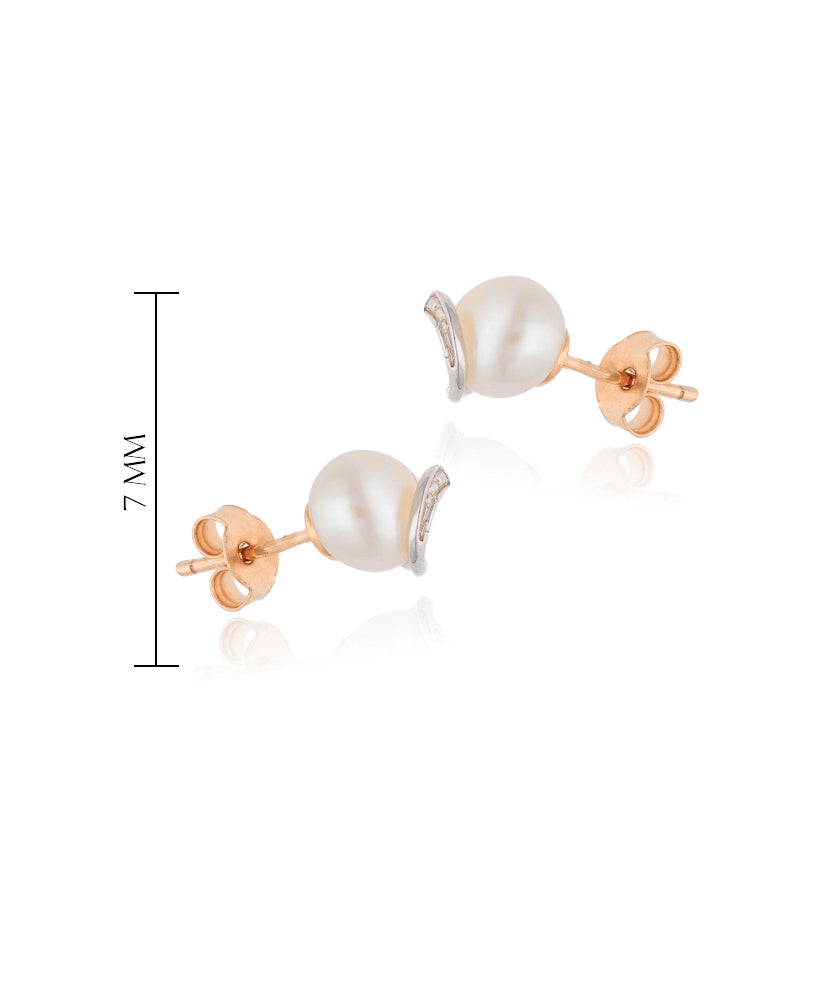 Auksiniai auskarai su perlais ir cirkoniu 585 (raudonas auksas) išparduota