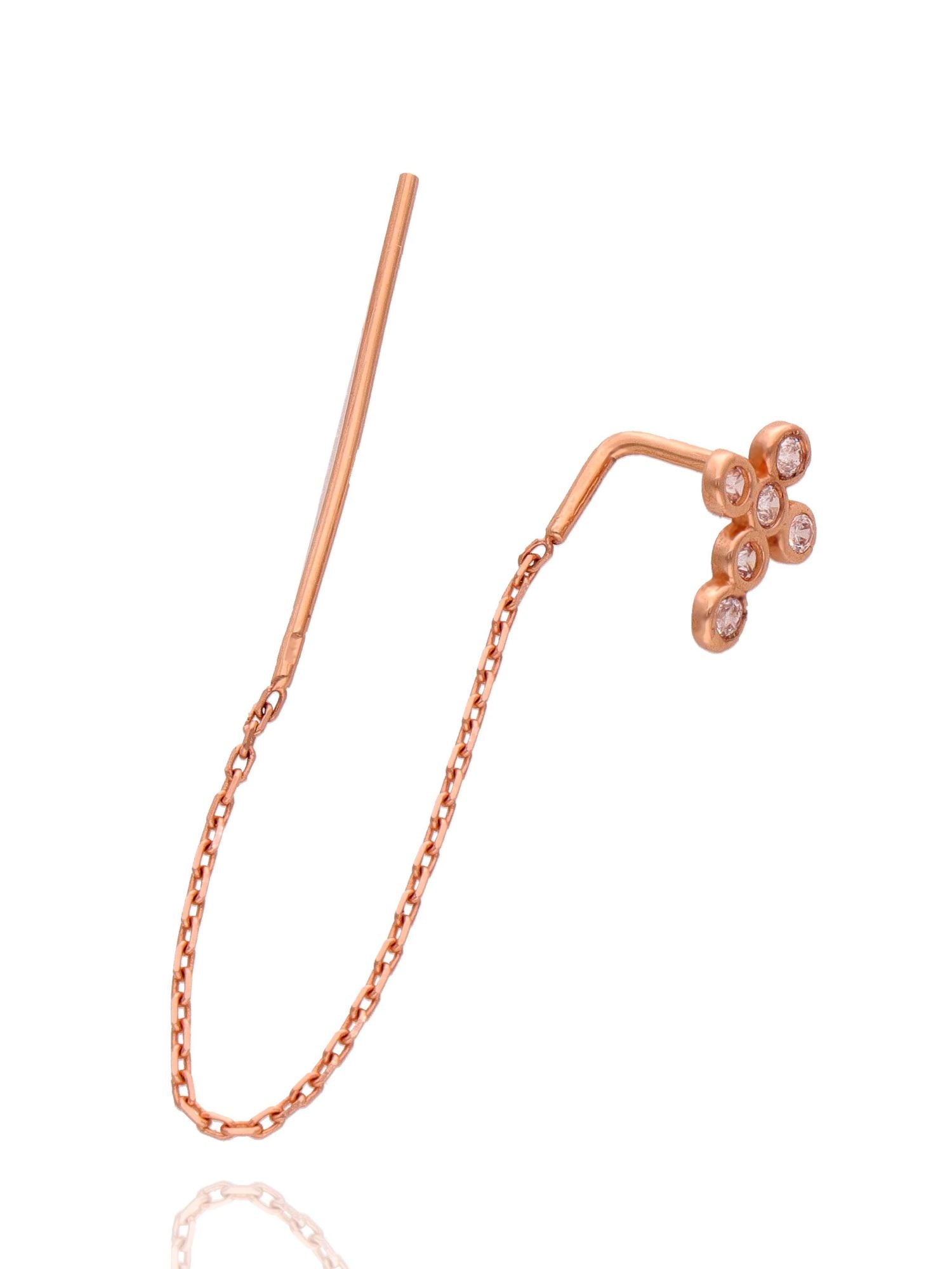 Ilgi raudono 585 prabos aukso auskarai su cirkonių kryželiu