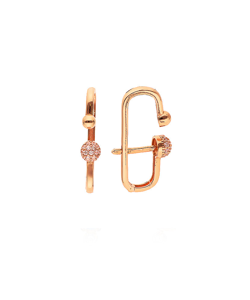 Minimalistiniai rožinio aukso auskarai su subtiliu cirkonių akcentu
