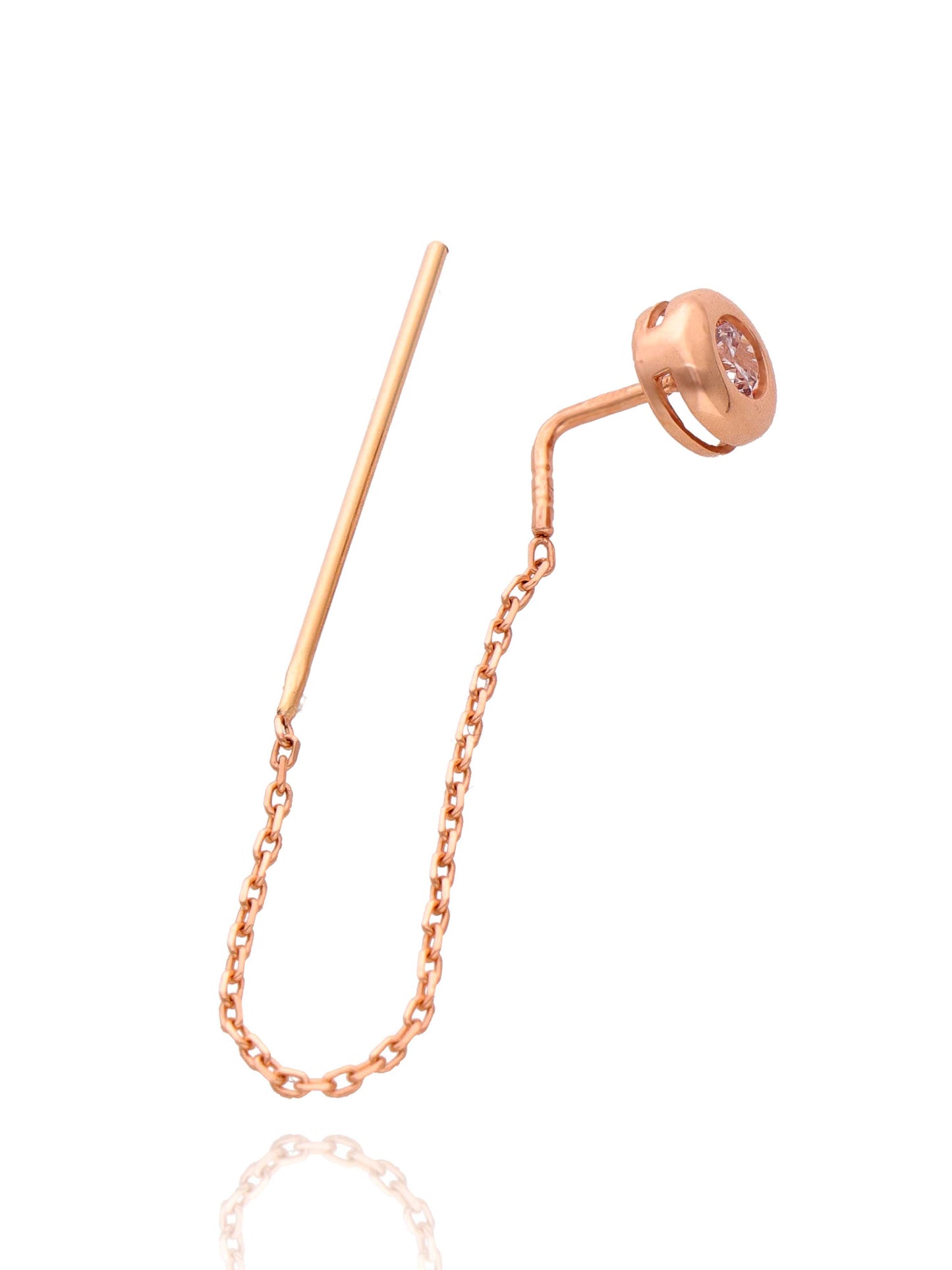 Perveriami auskarai su cirkoniu iš raudono 585 prabos aukso