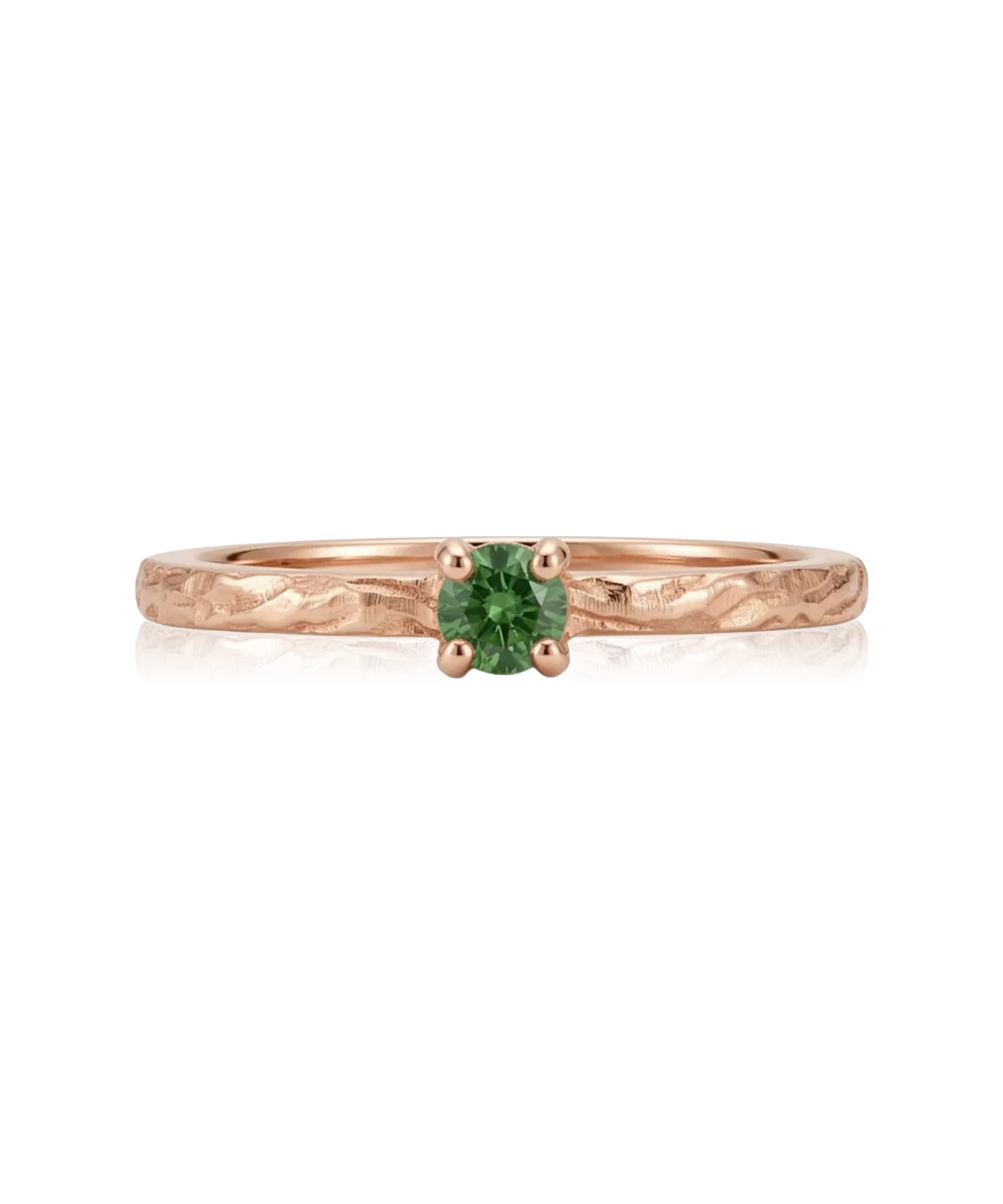 Auksinis kalinėtas žiedas su žaliu safyru 0,12 ct