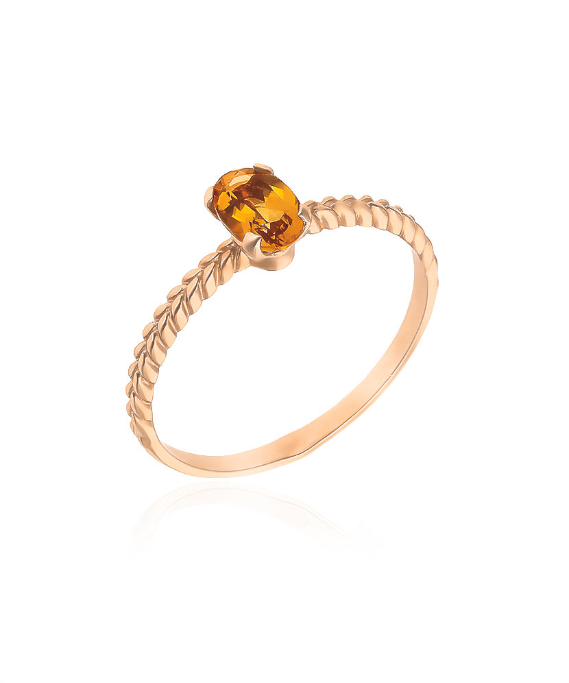 Auksinis žiedas su citrinu