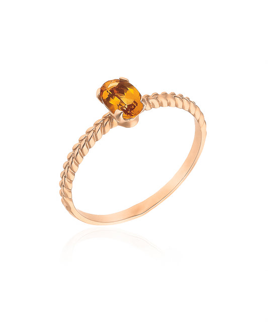 Auksinis žiedas su citrinu