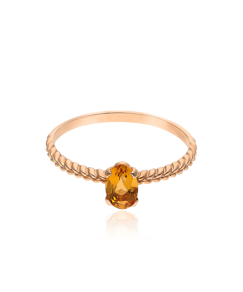 Auksinis žiedas su citrinu
