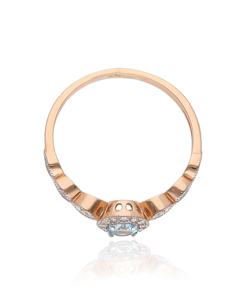 Auksinis žiedas su deimantais ir topazu