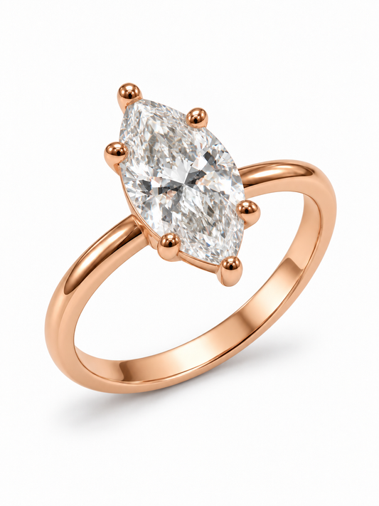 Žiedas su 1,59 ct LAB deimanto markize
